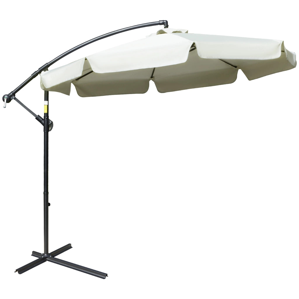 EasyComfort Ombrellone da Giardino a Braccio in Metallo e Poliestere con Apertura a Manovella, Ø2.7x2.7 m, Beige