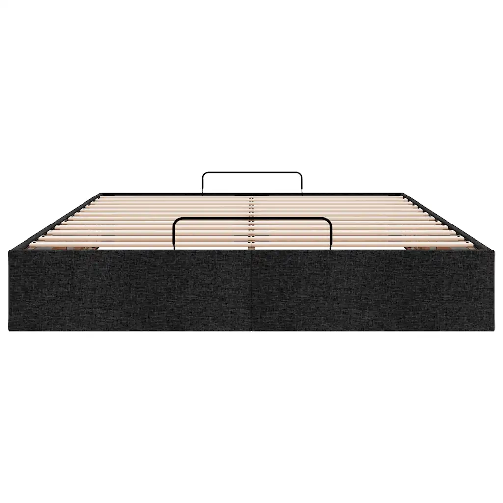 Struttura Letto Pouf senza Materasso Nero 140x190 cm in Tessuto