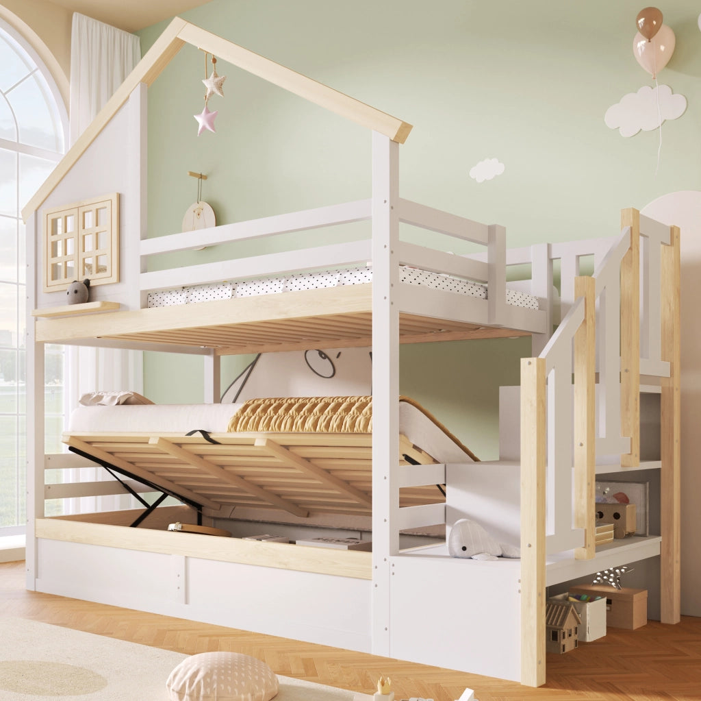 Letto a castello 90x200 cm con vano contenitore idraulico