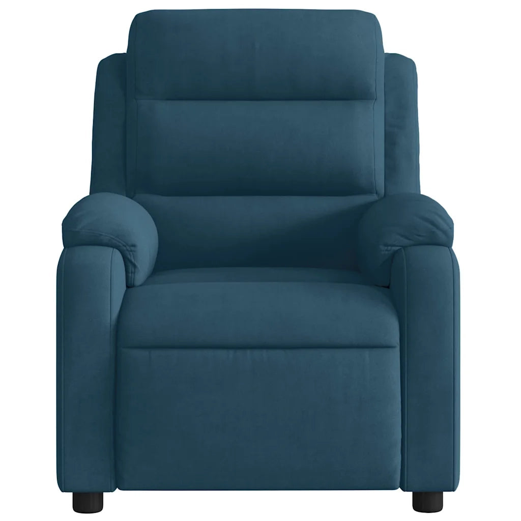 Poltrona Reclinabile Elettrica Blu in Velluto