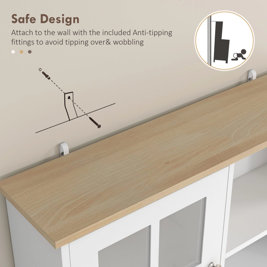 Mobile da cucina con ante a vetro ¨C zephmum ¨C 80x37x183 cm, bianco quercia