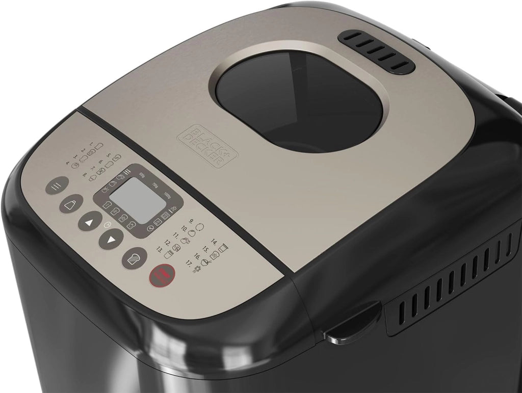 Black+decker bxbm600e - macchina del pane 600w | capacità 500g, 750g e 1kg | 17 programmi per pane | yogurt, torte e marmellate | timer programmabile 15 ore | cestello amovibile