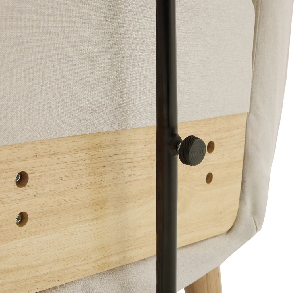 Poltrona letto trasformabile 3 in 1 beige con schienale regolabile e ripiano girevole