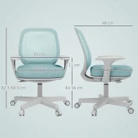 Sedia da Ufficio Ergonomica ad Altezza Regolabile con Schienale Traspirante, 55x48x82.5-94.5 cm, Verde Chiaro