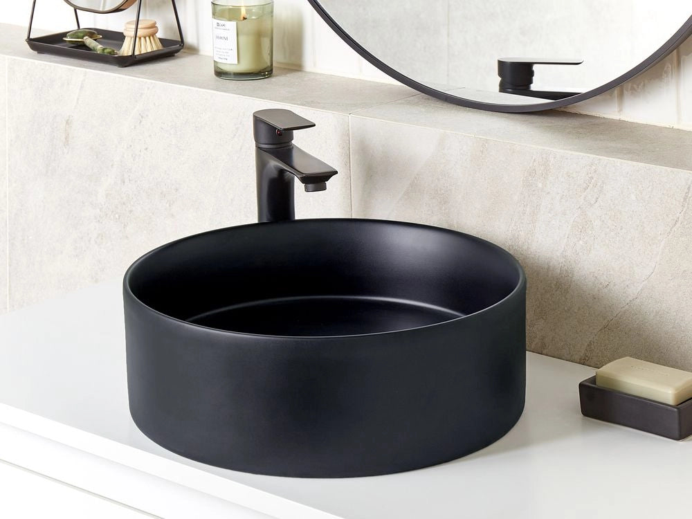Lavabo da bagno in ceramica ⌀ 40 cm nero stile glamour