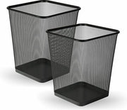 Set di Cestini in Metallo da 2 - Cestino della Spazzatura in Metallo Nero per Ufficio, Camera da Letto, Bagno e Cucina