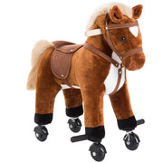 Cavallo a dondolo con ruote - Xylo - Legno, suoni, pedali, 55x23x60 cm, marrone