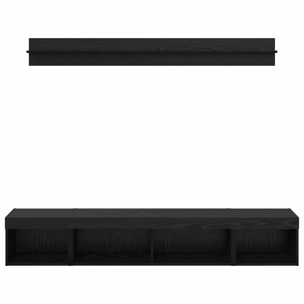 Set di Mobiletto da TV a Parete con led 5 pcs Rovere Nero 3402954