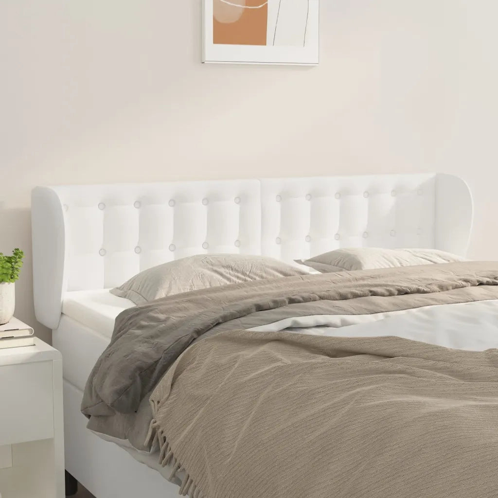 Testiera | Testata ad Orecchio Bianca 147x23x78/88 cm in Similpelle