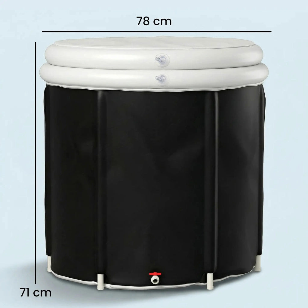 Vasca di Ghiaccio Ø78x71 cm Capienza da 280L per Sportivi con Copertura e Pompa Isolamento a 3 Strati Nero