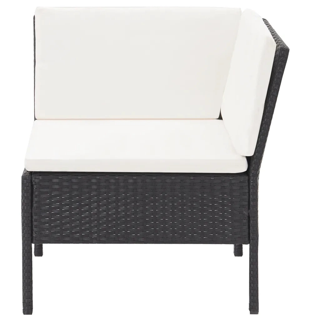 Set Divani da Giardino 3 pz con Cuscini in Polyrattan Nero 48960