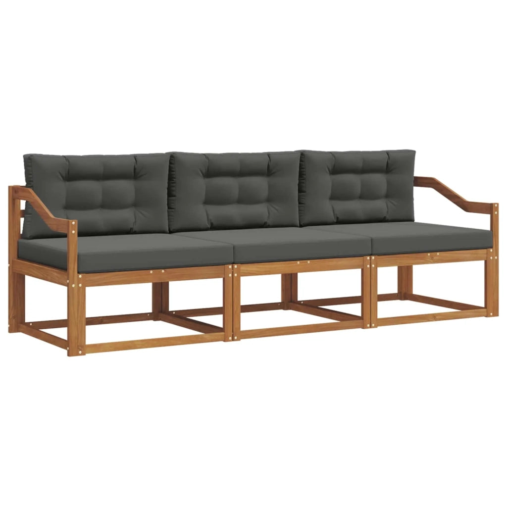 Set di divani da esterno con cuscino 3 pcs Naturale e Antracite