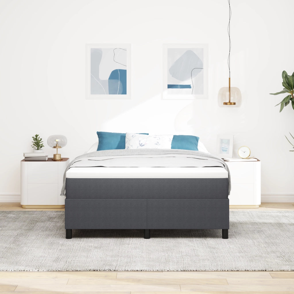 Letto con Box Spring Grigio Scuro 140x200 cm Tessuto a Corda