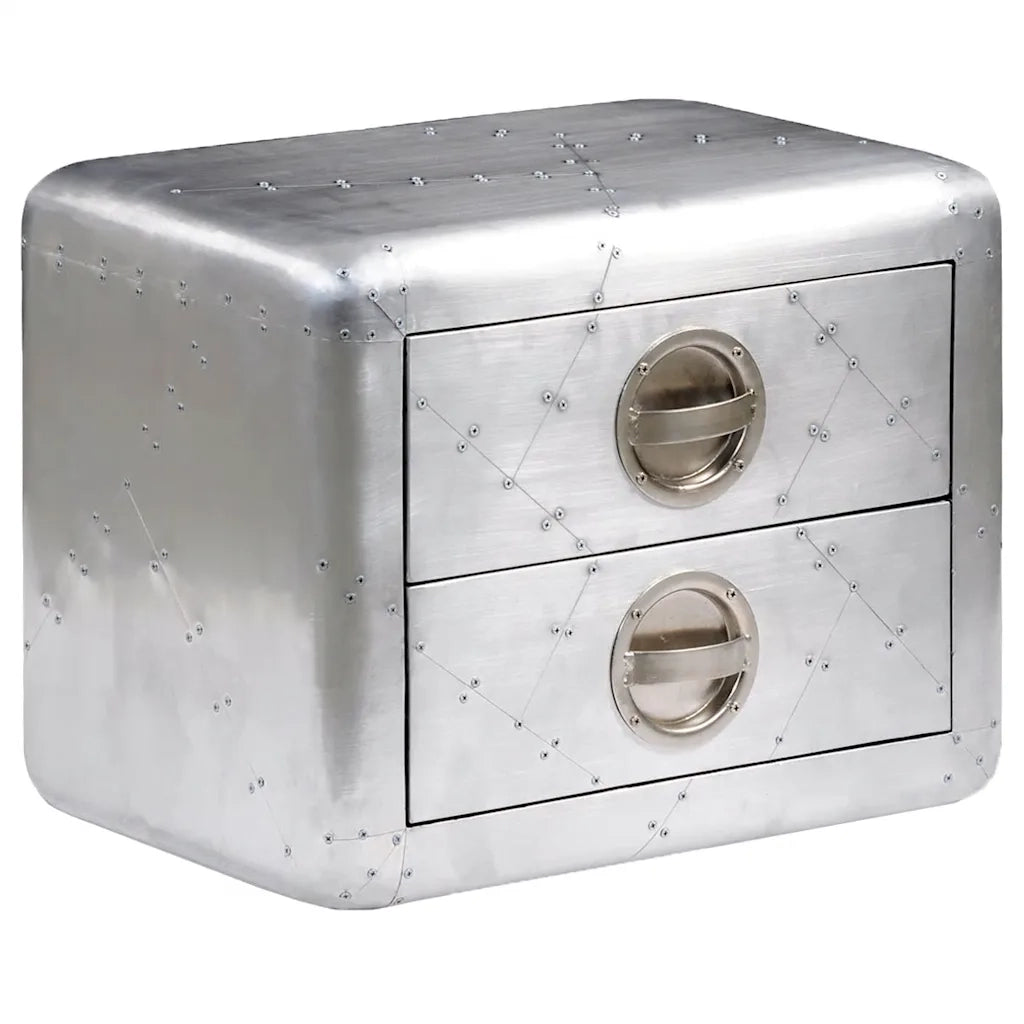 Tavolino Aereo in Alluminio 2 Cassetti Vintage Aircraft Airman  cod mxl 5844