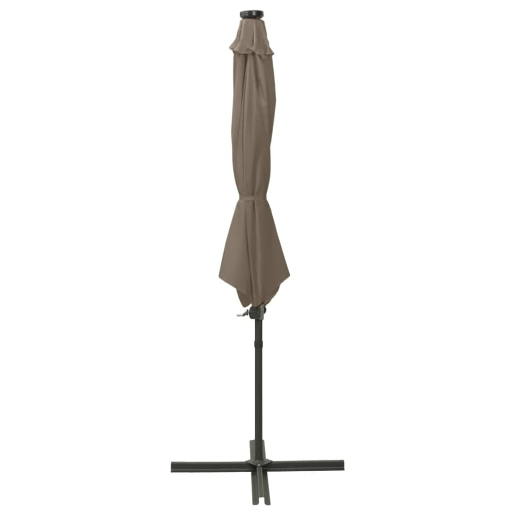 Ombrellone da giardino decentrato con palo e luci LED 300 cm tortora 02_0008535