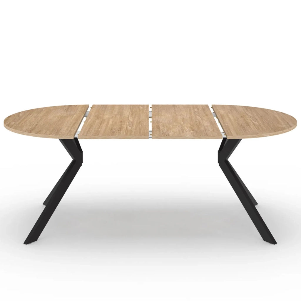 IDMarket - ALIX Tavolo da pranzo rotondo allungabile per 4-10 persone con gamba in legno e ragno nero 110 - 200 cm