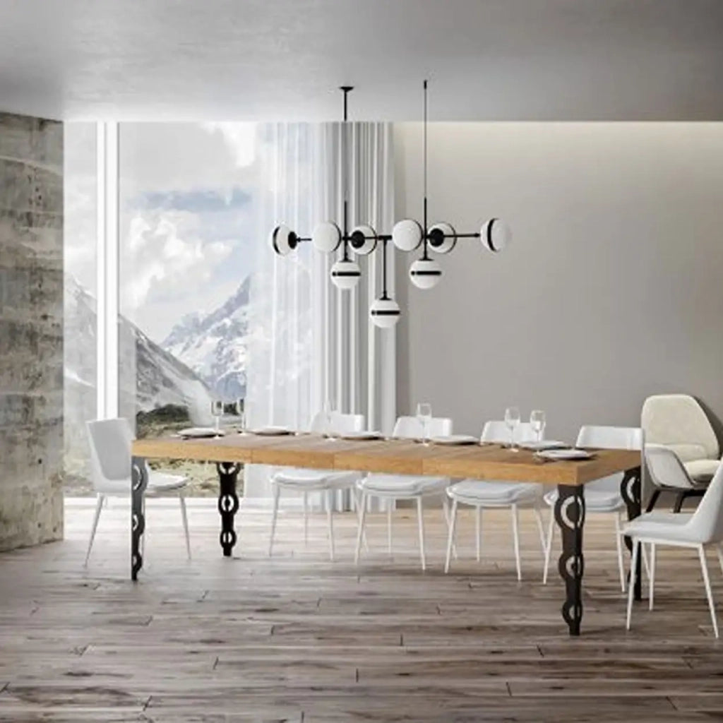 Tavolo allungabile 200/460x90 cm Karamay Premium colore quercia natura gambe antracite