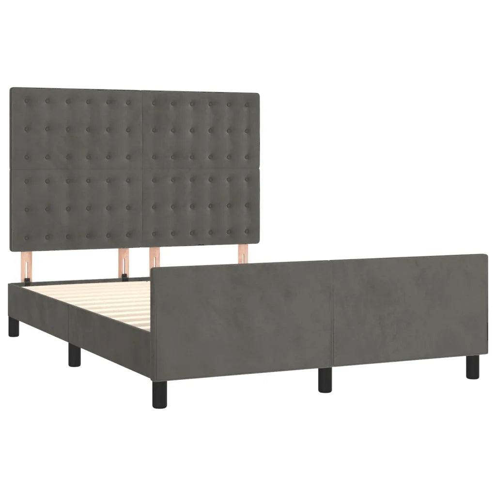 Giroletto senza Materasso Grigio Scuro 140x200 cm Velluto 3126002
