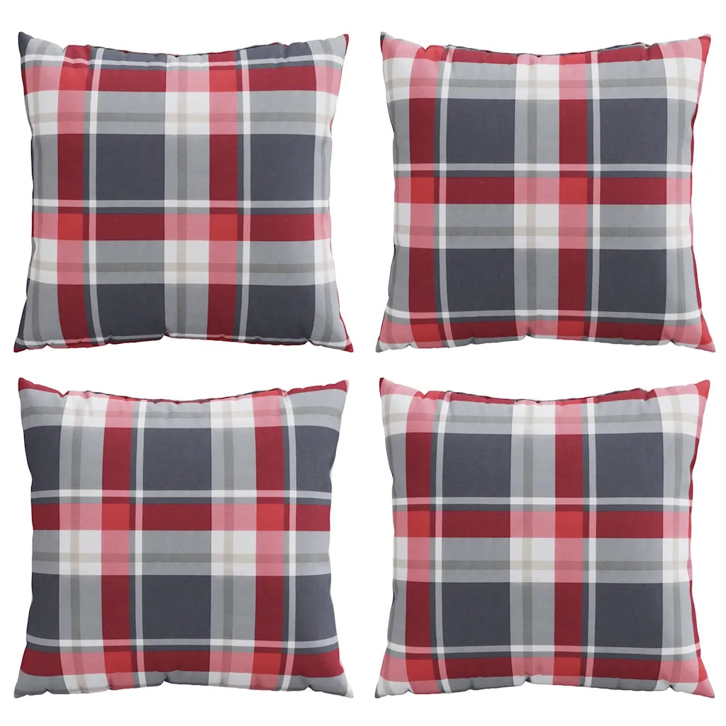 Cuscini per divano 4 pz Rossi a Quadri 50x50 cm in Tessuto 377775