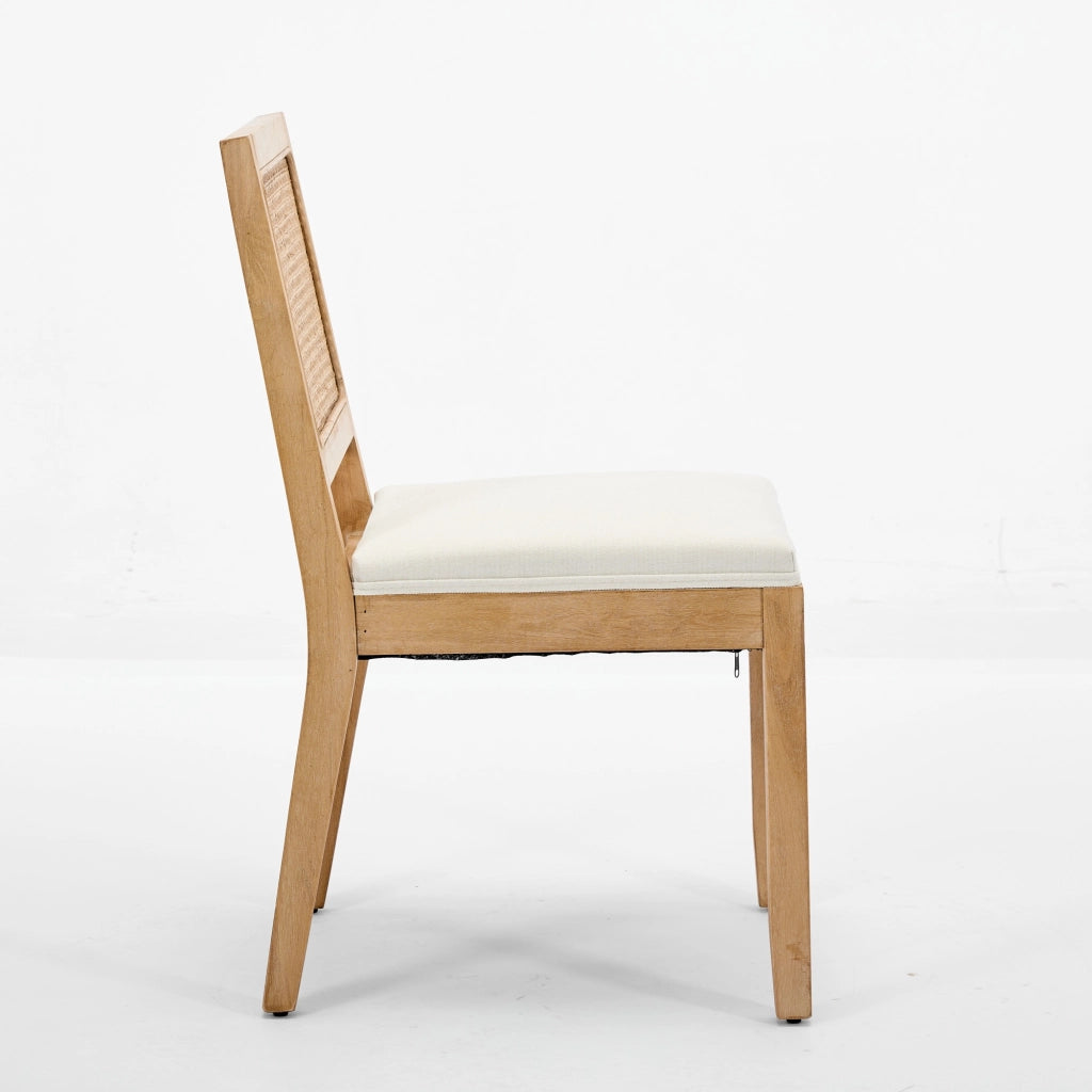 Sedie da Pranzo in Rattan e Legno ¨C Xylo ¨C Set 2 Pezzi, Seduta Imbottita, Beige