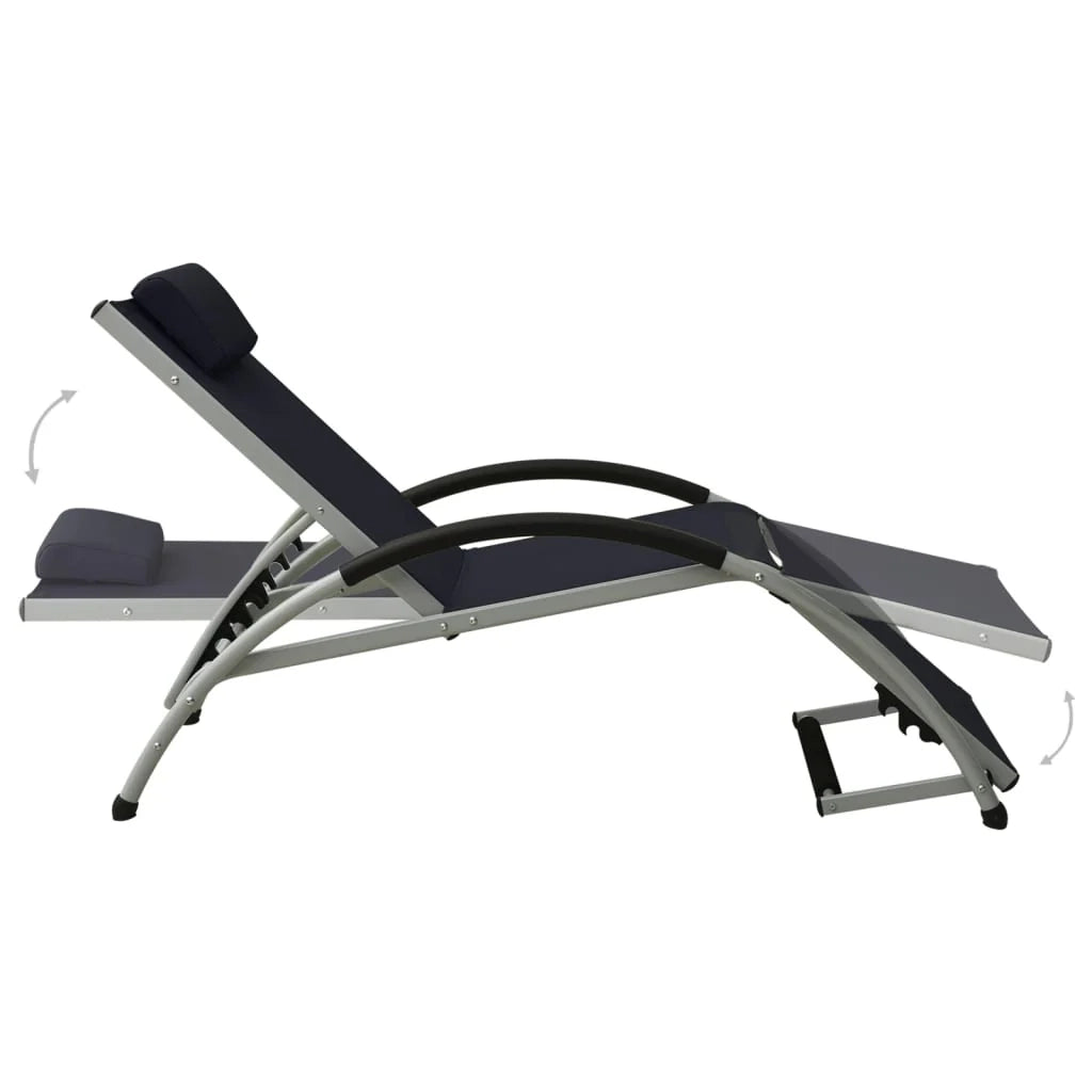 Lettino prendisole sedia a sdraio lettino prendisole letto da giardino mobili da esterno per patio con cuscino in textilene nero 02_0012563