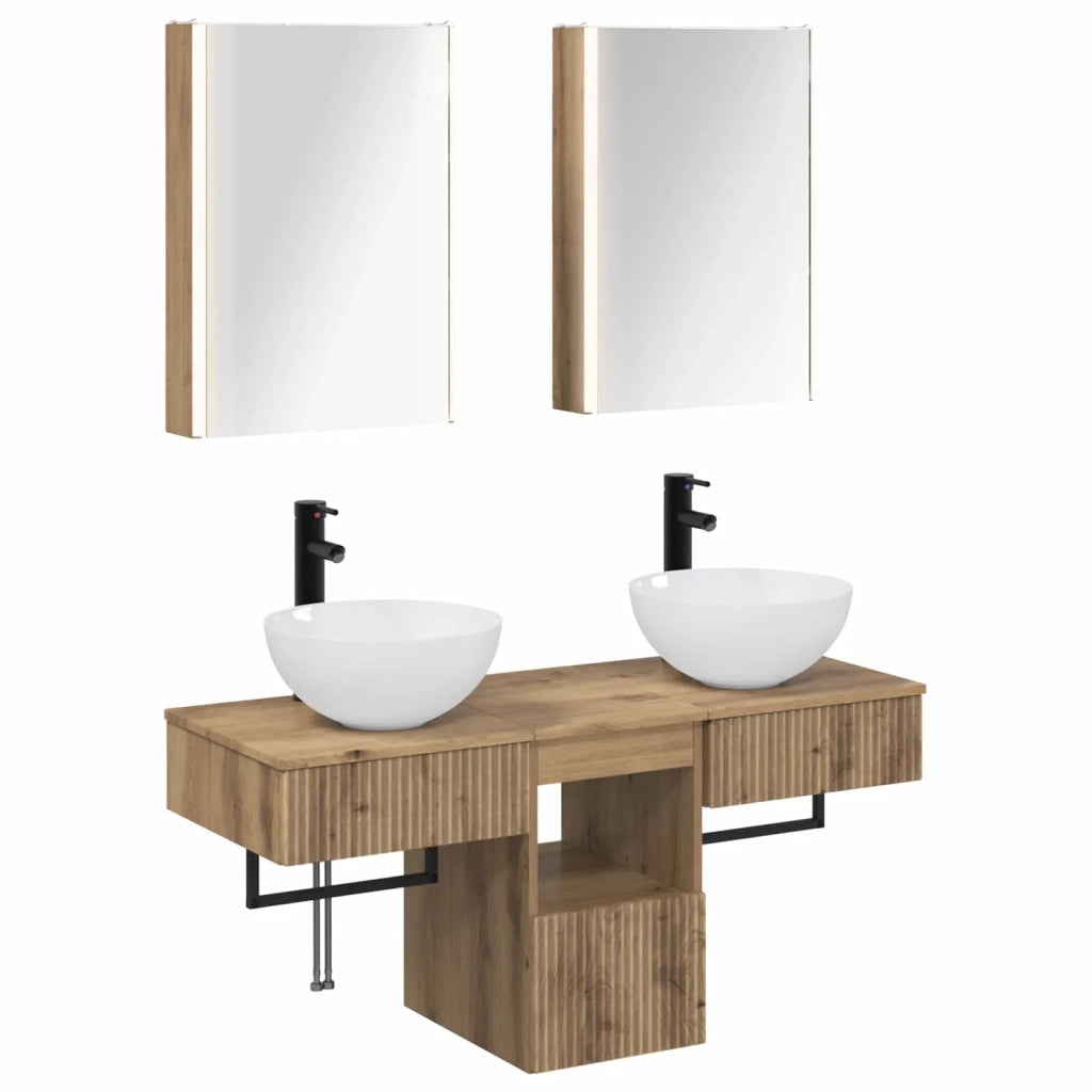 Set di Armadi da Bagno 5 pcs Rovere Artigianale 3406294