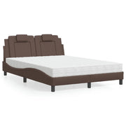 Letto Viana con Materasso Marrone 140x190cm in Similpelle 3208791