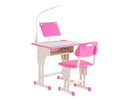 Scrivania per Bambini con Sedia Regolabile ¨C zephmum ¨C Rosa, Acciaio e MDF, 90x50x75 cm