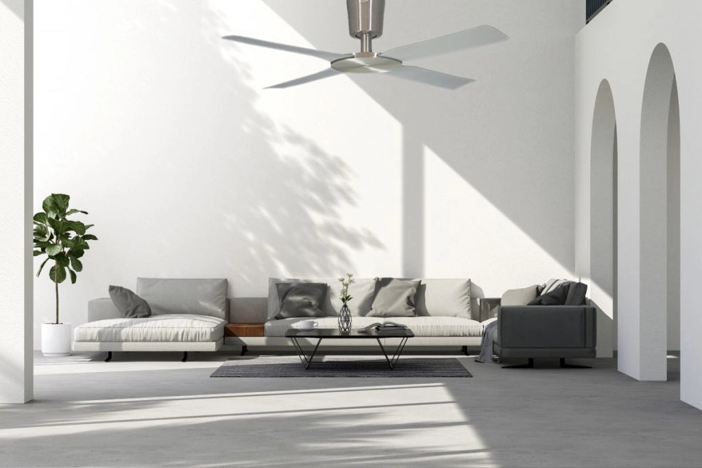 Vam Ventilatore da soffitto alluminio naturale 142 cm a risparmio energetico pale di gomma 142 cm telecomando 6 velocitÃ