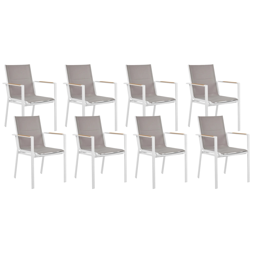 Set da giardino 6 posti con tavolo allungabile e sedie in alluminio grigio stile moderno esterno