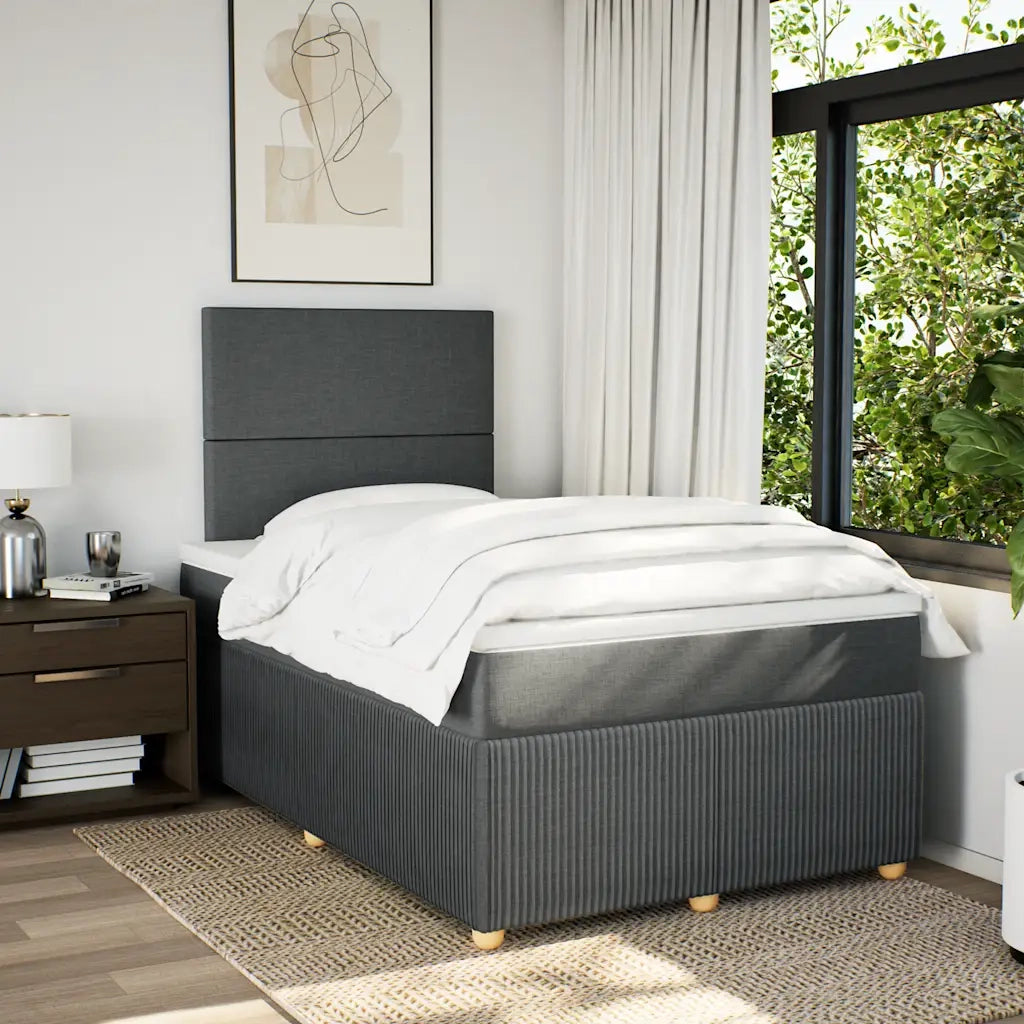 Giroletto a Molle con Materasso Grigio Scuro 120x200 cm Tessuto