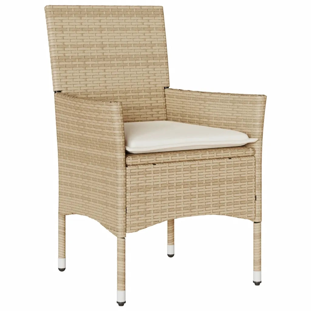 Set da Pranzo da Giardino 3 pz | Set Salotto da Giardino con Cuscini Polyrattan e Vetro