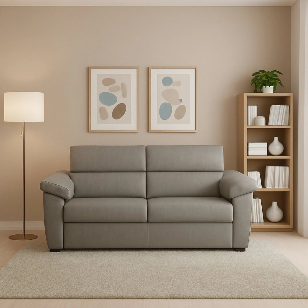 Pisogne, Divano Fisso 2 Posti Sfoderabile Made in Italy, 185x95x100h cm Grigio Tortora