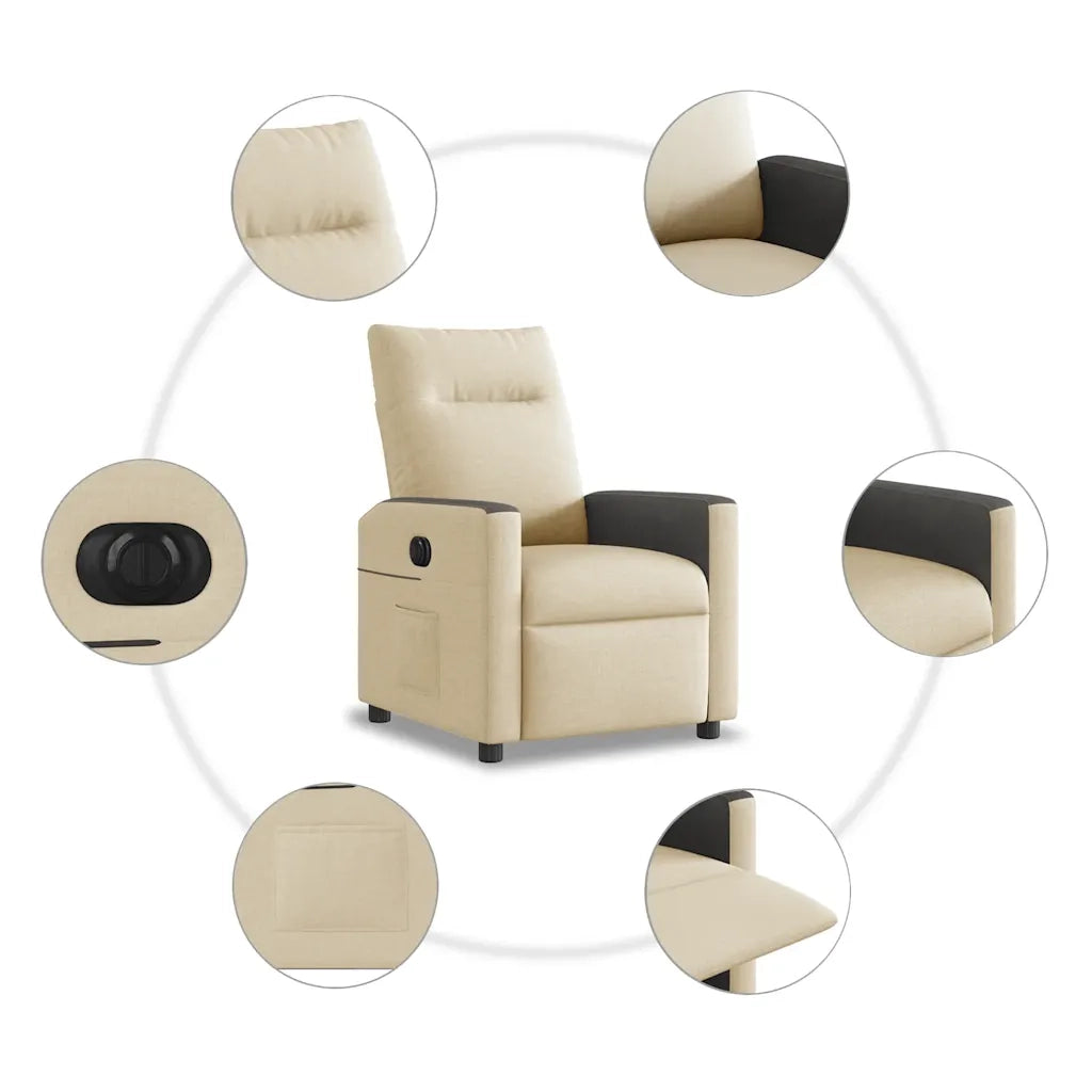 Poltrona Elettrica Reclinabile Crema in Tessuto 3324042