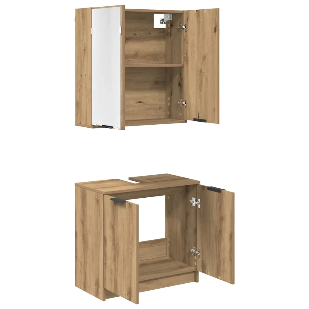 Set di Armadi da Bagno Rovere artigianale Legno multistrato