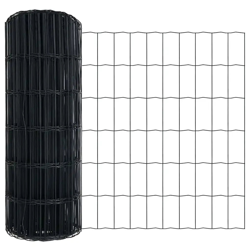 Recinzione con Posto Grigio 1 x 25 m Acciaio e PVC 3350679