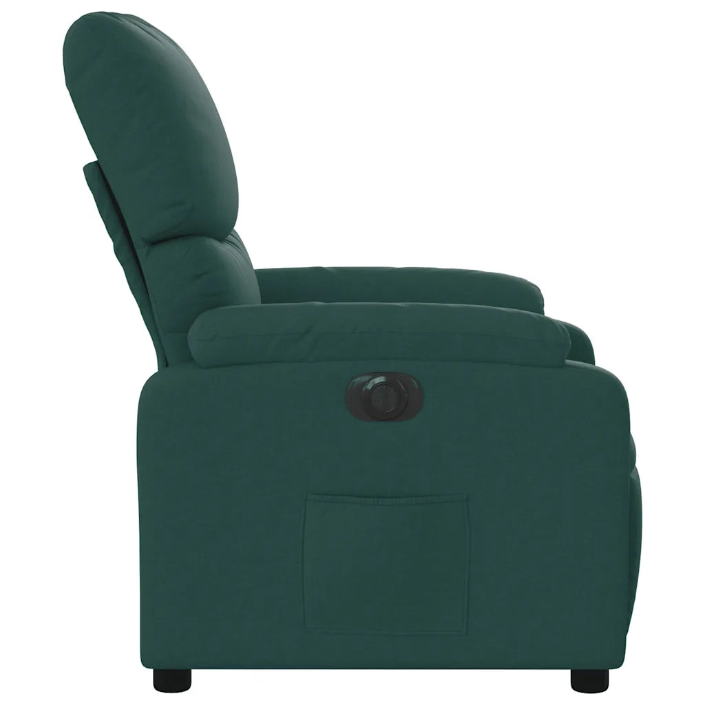 Poltrona | Sedia Relax Elettrica Reclinabile Verde Scuro in Tessuto