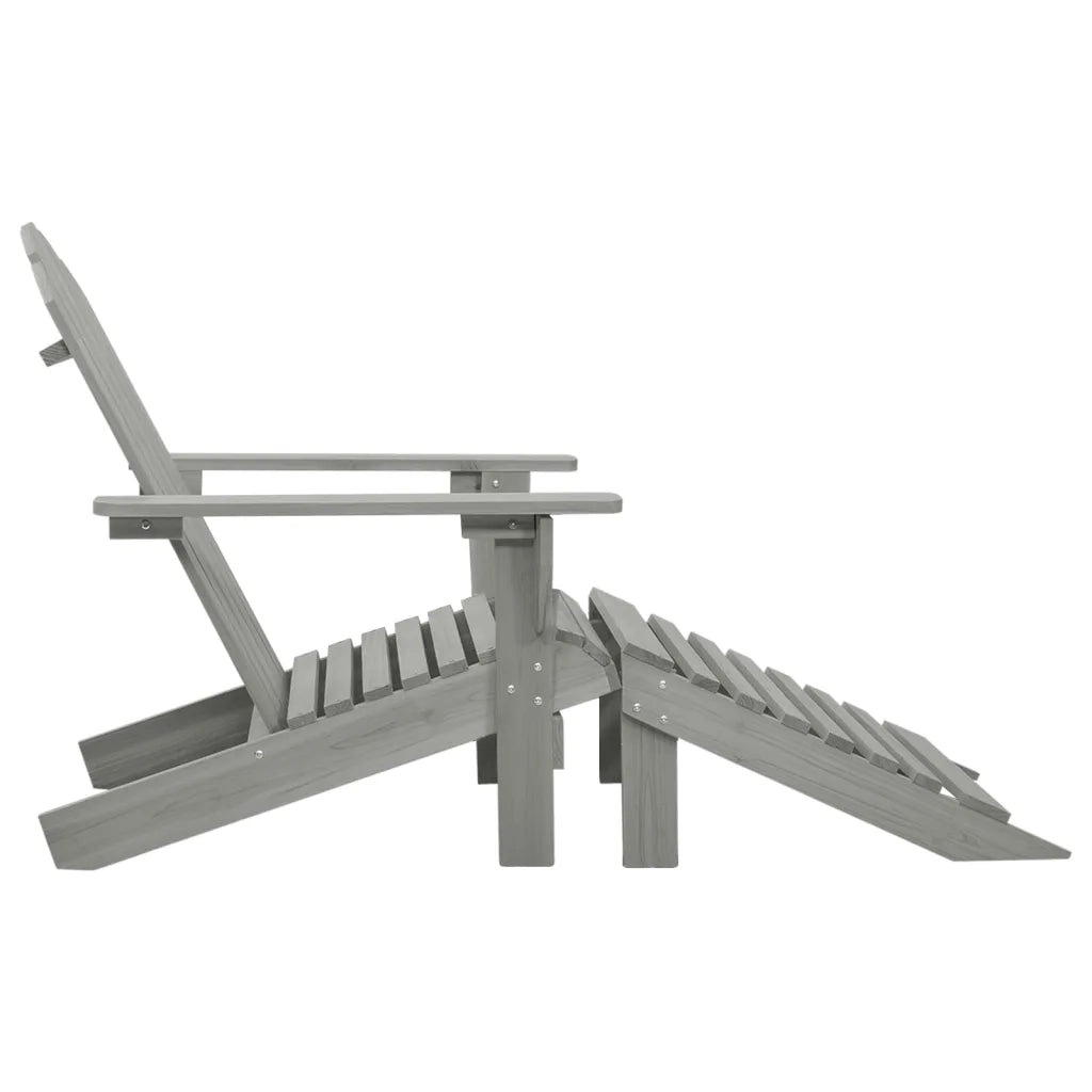 Sedia da Giardino | Sedie da Esterno con Poggiapiedi in Legno Grigio