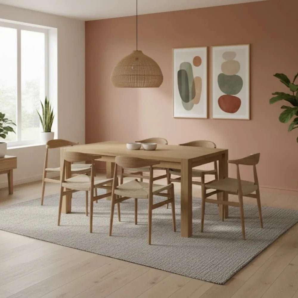 Tavolo da pranzo allungabile in legno impiallacciato rovere naturale Hunter 160-240x90 cm fino a 12 posti Made in Italy | Duzzle