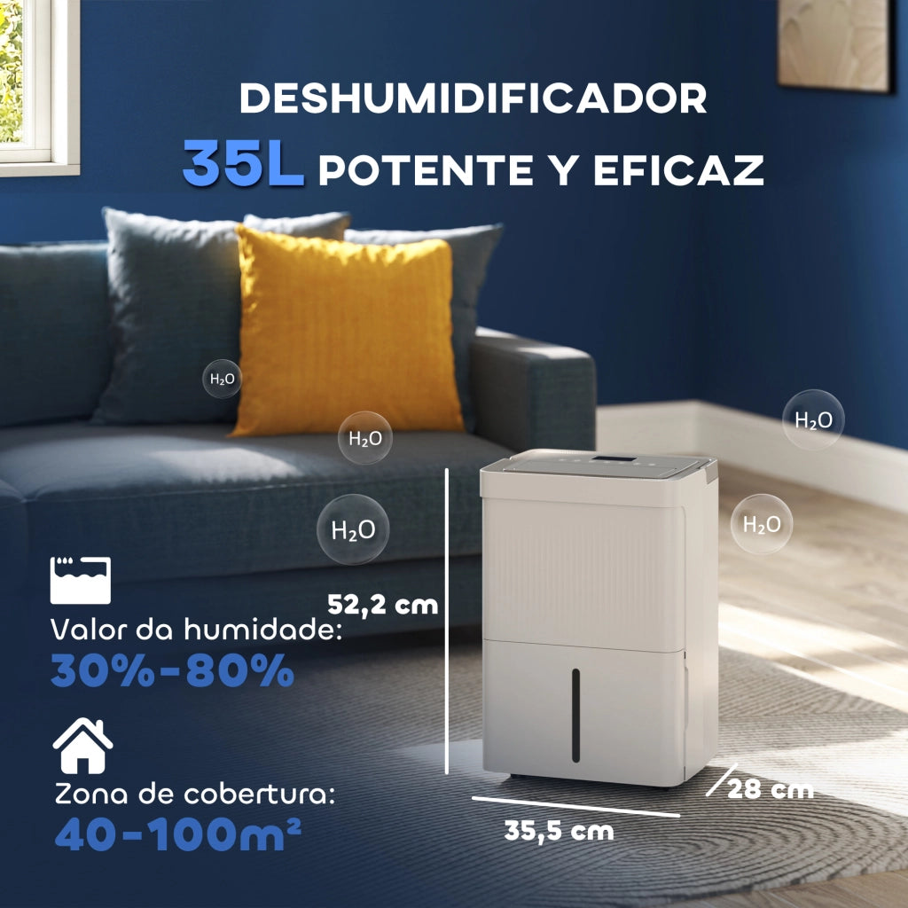 Deumidificatore 35L/giorno ¨C zephmum ¨C Serbatoio 5.5L LED Bianco