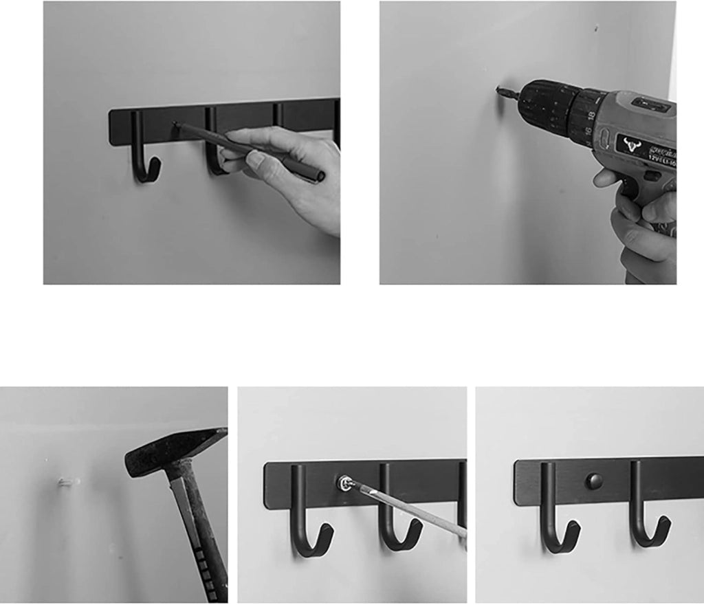 Appendiabiti/Gancio in Alluminio Spaziale/Appendiabiti da Parete Cucina Bagno Porta sul Muro Dietro Il camerino Vestiti Asciugamano Gancio Appendiabiti (Colore : F, Dimensioni : 60CM)