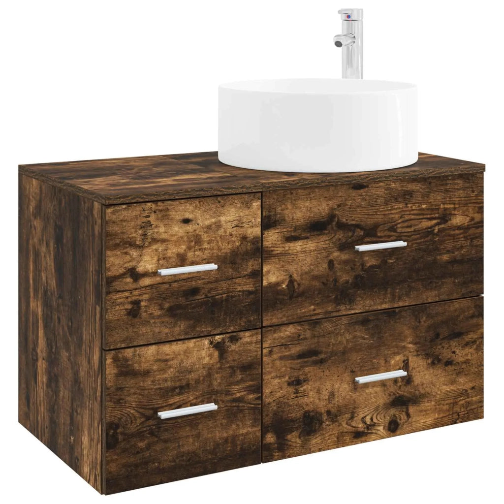 Set di mobili per il bagno 2 pz Rovere Fumo 3404012