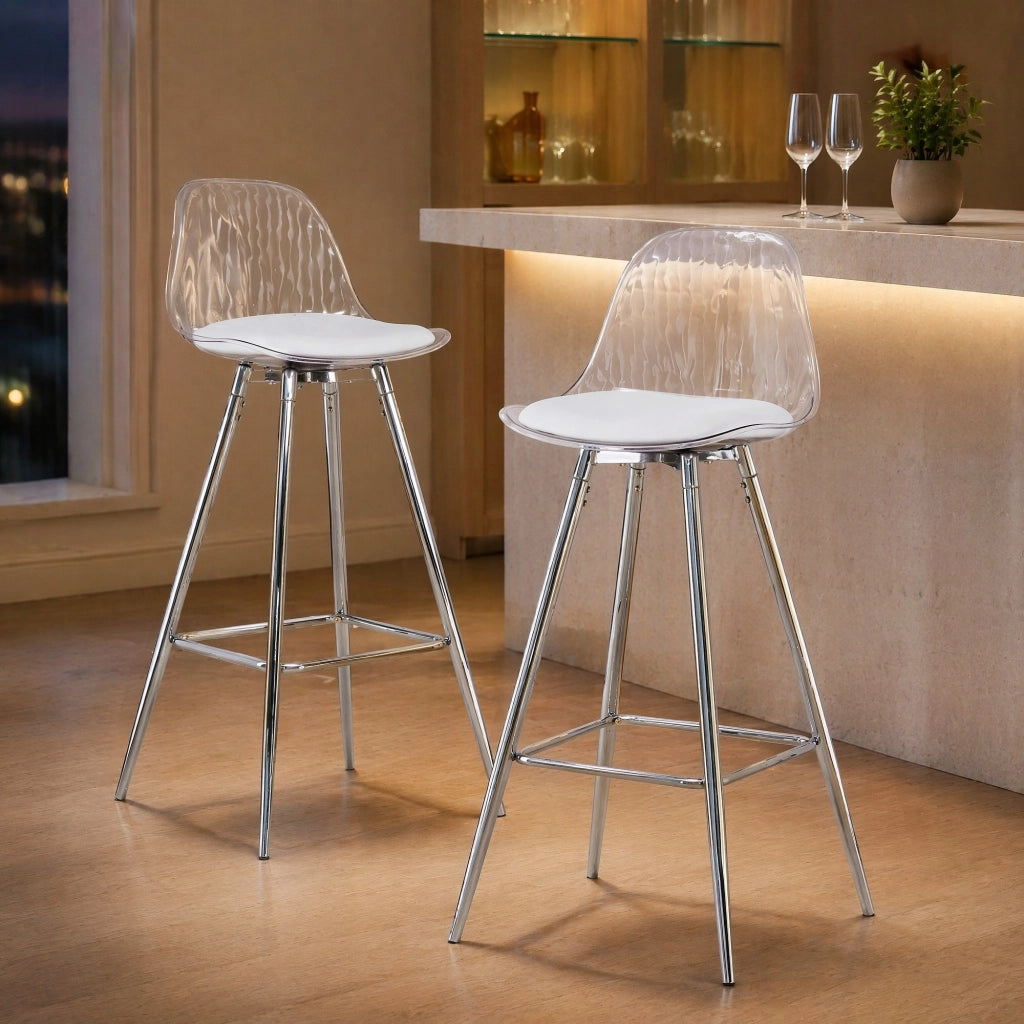 SEDIA Trasparente Set da 2 pezzi Schienale ergonomico Metallo argento