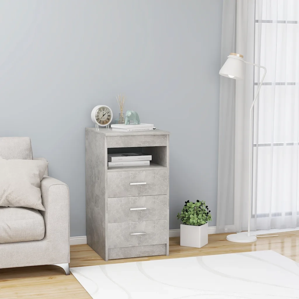 Cassettiera Grigio Cemento 40x50x76 cm in Legno Multistrato 801809