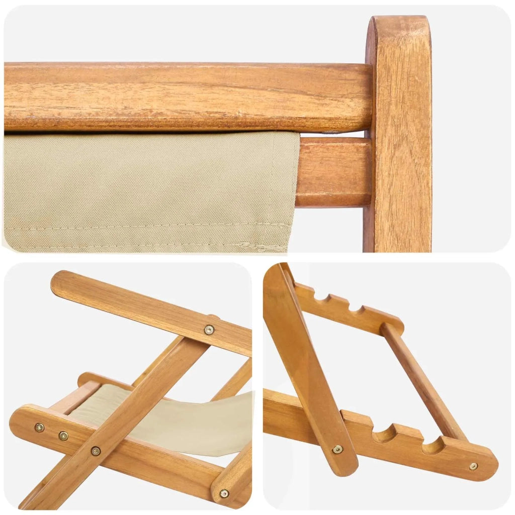 Sedia da spiaggia Beige Legno di teak solido 42032666