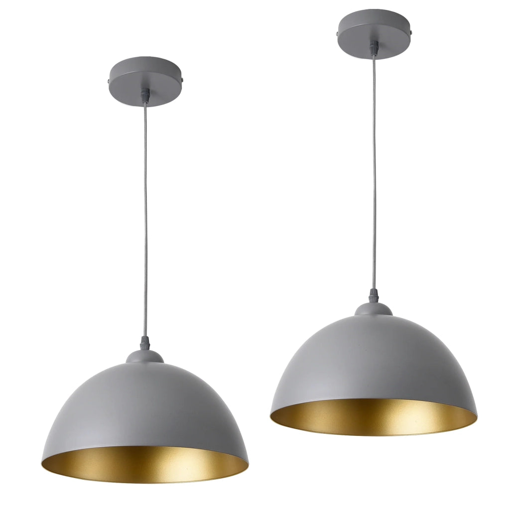 Set di 2 lampade a sospensione in metallo ad altezza regolabile diametro 30 cm grigio oro 03_0005762