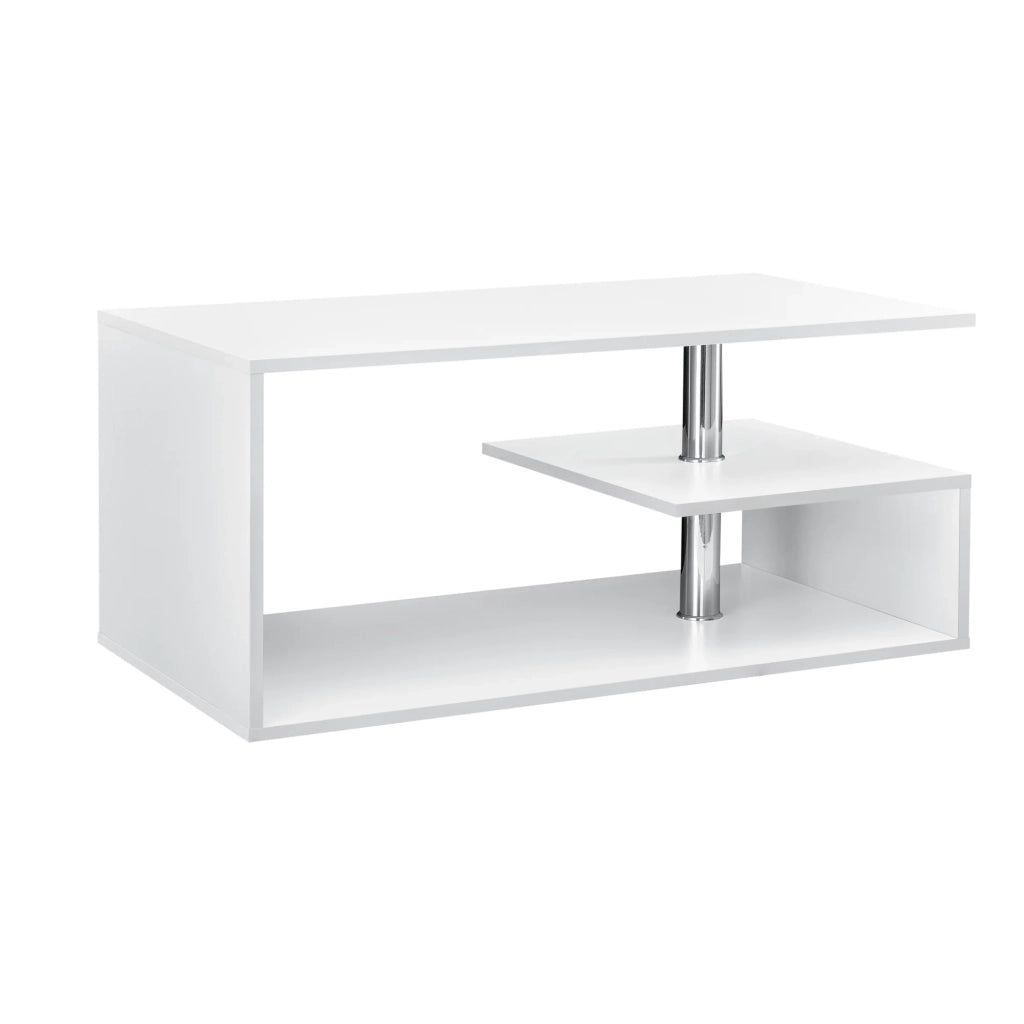 Tavolino da salotto con ripiano portaoggetti in MDF 90 cm bianco 03_0004155