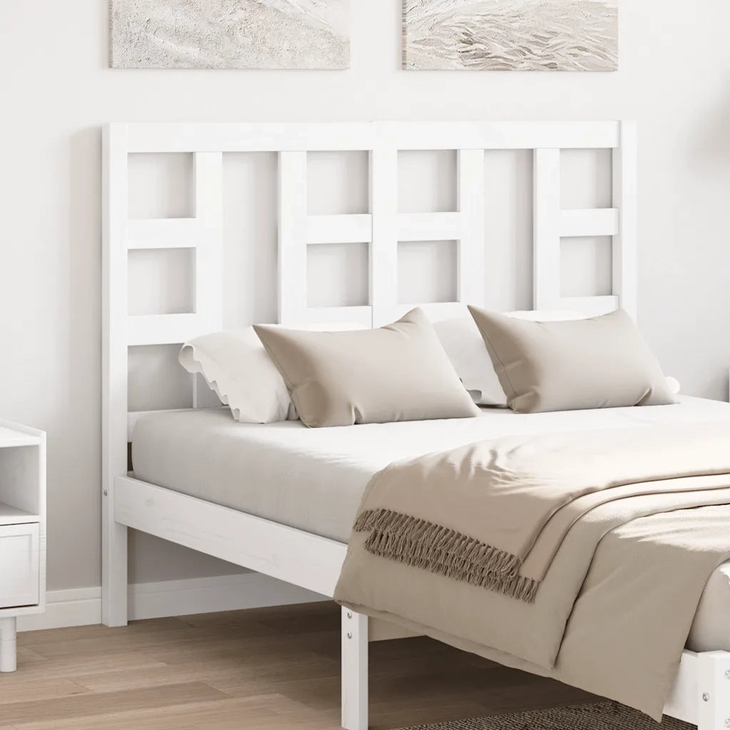 Testiera per Letto-Testata-Testiera Decorativa Bianca 126x4x100cm in Legno Massello di Pino 803833