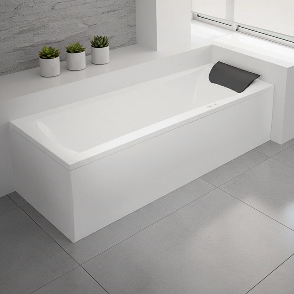 Vasca da bagno a parete 180x80 con pannelli bianco lucido e cuscino antibatterico Ypsilon