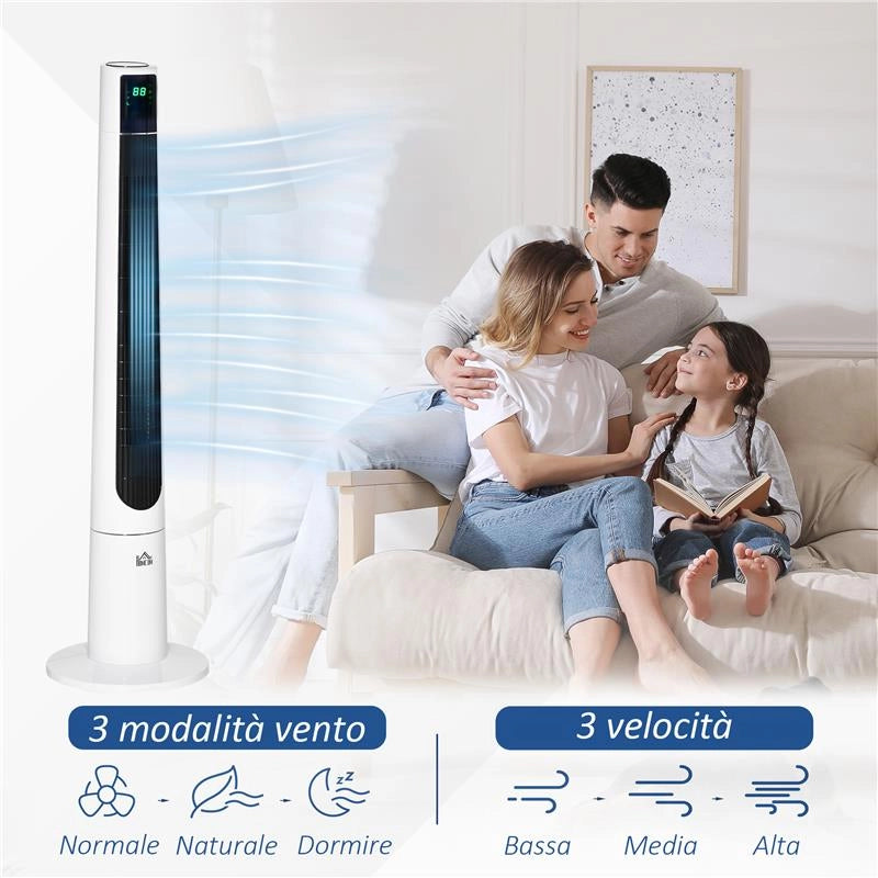VENTILATORE A TORRE 50W A 3 MODALITÀ E 3 VELOCITÀ CON TIMER DA 12H, IN ABS, Ø32X118.2 CM, BIANCO